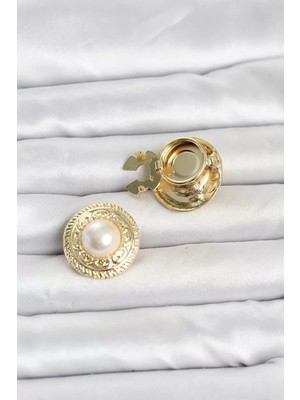 Uravas Store Gold Renk Incili Model Düğme Veya Manşet Broşu TJ-BR487