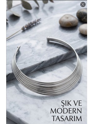Naturea Botanical Maison Gümüş Renk Çok Katmanlı Italyan Choker Kolye