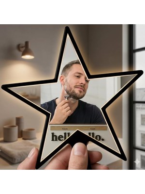 Uravas Store Mey Ithalat® Yıldız Tasarım Kırılmaz Pleksi El Aynası - 10X10 cm Unisex Çanta Boyu