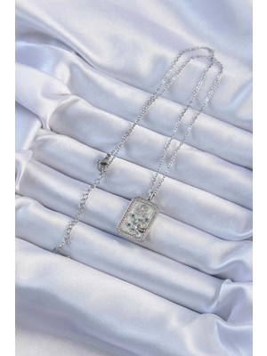 Uravas Store Mey Ithalat® 316L Çelik Zincir Gümüş Renk Zirkon Taşlı Aslan Figürlü Tarot Kolye