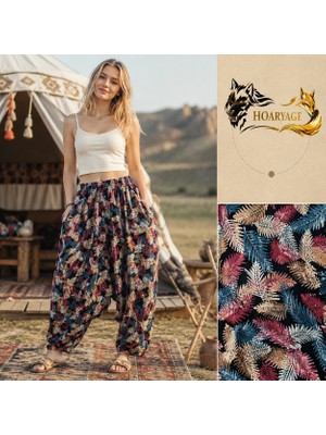 Hoaryage Otantik Köy Şalvarı %100 Pamuk Viskon Çiçek Desenli Rahat Kesim Ağlı Kadın Şalvarı 38BEDEN 100 kg