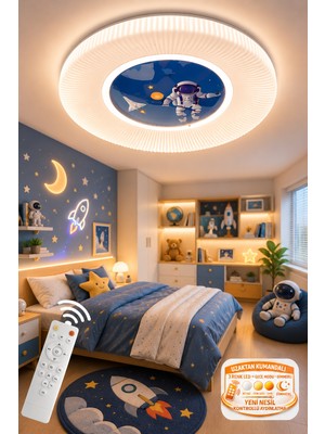 Ece Aydınlatma Fubao Modern Tasarım Uzaktan Kumandalı Dimmerli 3 Renk Ledli Işıklı Çocuk Odası Avizesi- 50 cm