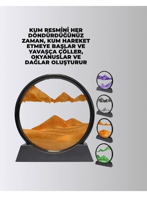 Uravas Store Mey Ithalat® Zihin Açıcı Kum Manzarası – 3D Dinamik Kum Tablosu, Dekoratif, Dönüştükçe Yenilenen Sakinleştirici Sanat Eseri
