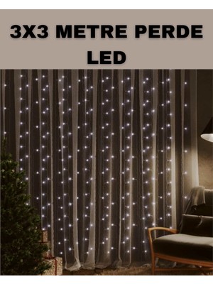 Uravas Store Mey Ithalat® 3x3 LED Şelale Perde Işık Kutlama ve Dekor Aydınlatması