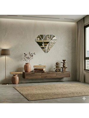 Uravas Store Mey Ithalat® 40X40 cm Elmas Formlu Kırılmaz Pleksi Ayna - Geometrik Duvar Dekoru