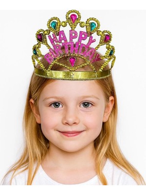 Uravas Store Mey Ithalat® Altın Renk Happy Birthday Yazılı Doğum Günü Tacı 60 cm