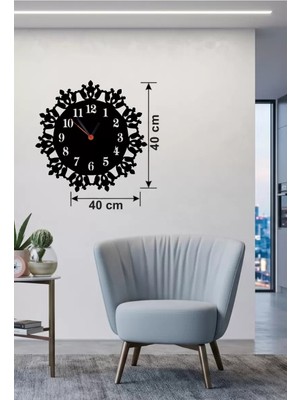 Uravas Store Mey Ithalat® Klasik Floral Desenli Ahşap Duvar Saati - 40X40 cm Vintage Tasarım