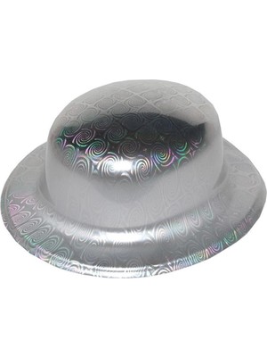 Uravas Store Mey Ithalat®  Gümüş Renk Hologramlı Plastik Yuvarlak Melon 27X24 cm