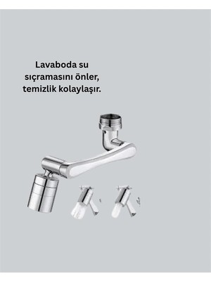 Uravas Store Mey Ithalat® 1080° Dönebilen Musluk Başlığı 2 Su Modlu Ayarlanabilir Esnek Tasarım
