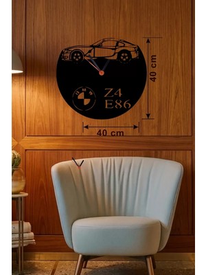 Uravas Store Mey Ithalat® Bmw Z4 E86 Tasarım Ahşap Duvar Saati - 40X40 cm Lazer Kesim Dekoratif