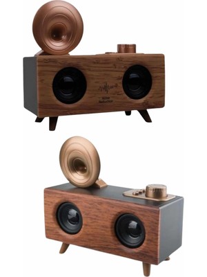 Uravas Store Mey Ithalat® Bluetooth Nostalji Speaker Radyo Gramofon Ahşap Renk Vintage Yeni Nesil