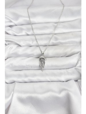 Uravas Store Mey Ithalat® 316L Çelik Zincir Gümüş Renk Deniz Anası Model Zirkon Taşlı Kadın Kolye