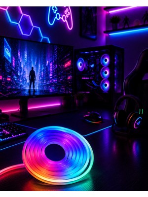 Uravas Store Mey Ithalat® Kumandalı Su Geçirmez Rgb LED Şerit Işık Müzik Senkronlu Neon LED
