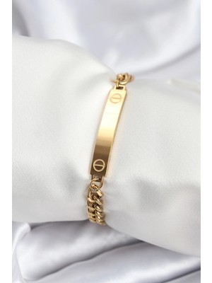 Uravas Store 316L Çelik Gold Renk Yazı Yazmaya Uygun Kadın Bileklik