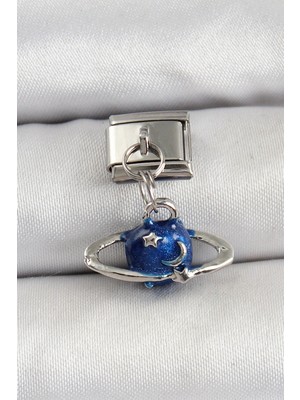 Uravas Store 316L Çelik Sallantılı Satürn Model Gümüş Renk Nomination Charm