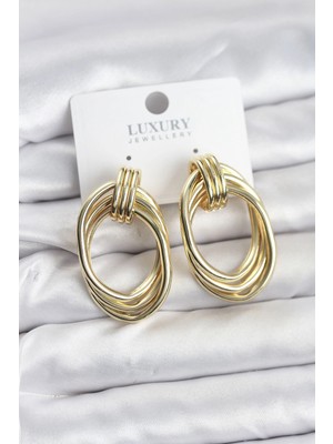 Uravas Store Pirinç Gold Renk Damla Model Vintage Kadın Küpe
