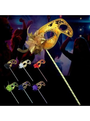 Uravas Store Mey Ithalat®  Lüks Saplı Maskeli Balo Maskesi Kırmızı Renk 35 cm