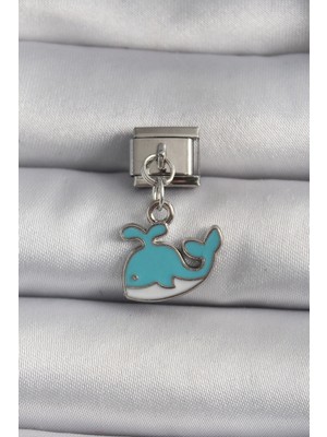 Uravas Store 316L Çelik Gümüş Renk Sallantı Mavi Balina Model Nomination Charm
