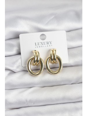 Uravas Store Gold Renk Pirinç Vintage Kadın Küpe