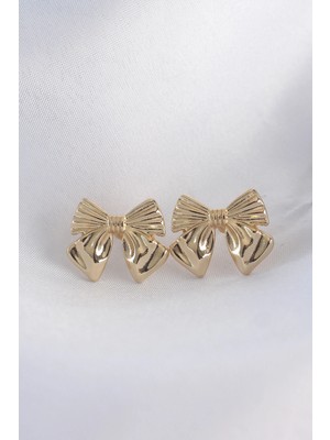 Uravas Store Pirinç Gold Renk Fiyonk Küpe