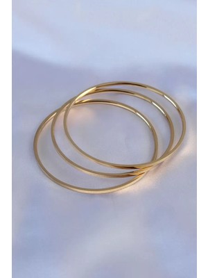 Uravas Store 316L Çelik Gold Renk  Ajda Model Kadın 60 mm Bilezik - TJ-BB5360