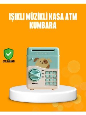 Uravas Store Su Yeşili Atm Kasa Görünümlü Elektronik Şifreli Çocuk Kumbarası