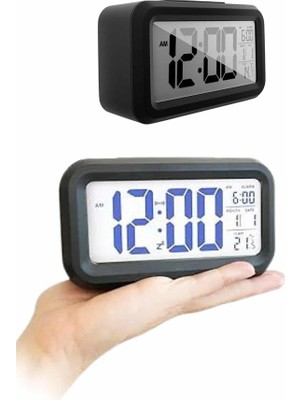 Uravas Store Dijital Masa Saati Termometreli Takvim Çalar Saat LED Ekran Pilli