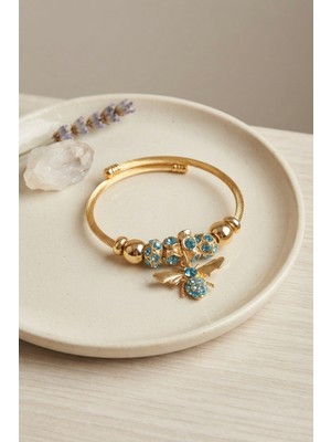 Kuşkaya Ticaret Mavi Arı Model Gold Renk Charm Bileklik
