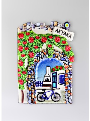 Mundy Akyaka Polyester Kabartmalı Magnet 5,5 x 7 cm Dekoratif Hediyelik Buzdolabı Süsü (KOD:1557)