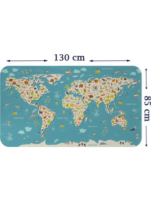 Trezon Eğitici Dünya Haritası Dünya Atlası Çocuk ve Bebek Odası Duvar STICKER-85X130-3776
