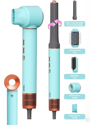 Ttt Sinbo Air Brush Saç Şekillendirme Cihazı - 5 Başlıklı - Mavi Renk