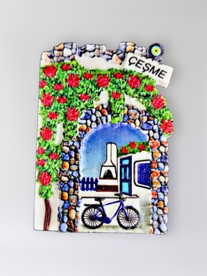 Mundy Çeşme Polyester Kabartmalı Magnet 5,5 x 7 cm Dekoratif Hediyelik Buzdolabı Süsü (KOD:1568)