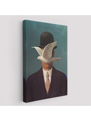 Rene Magritrezon-Drpkanvase Melon Şapkalı Adam Sürreal Duvar TABLOSU-6210