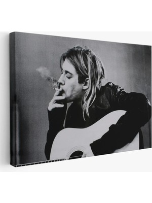 Trezon Kurt Cobain Sigara Içen Ünlü Baskı Duvar Sanatı Kanvas Tablo, Nirvana BASKI-5405