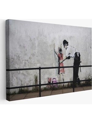 Trezon Bansky'nin Küçük Kız Çocuğunu Arayan Polis Isimli Çalışması Kanvas TABLO-5010