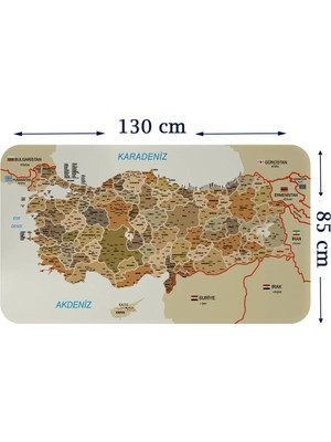 Trezon Eğitici ve Öğretici Detaylı Komşulu Türkiye Haritası Duvar STICKER-85X130-3847