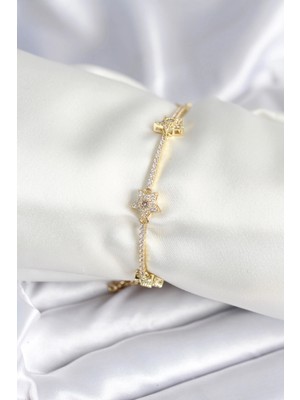Uravas Store Pirinç Gold Renk Yıldız Model Kadın Bileklik