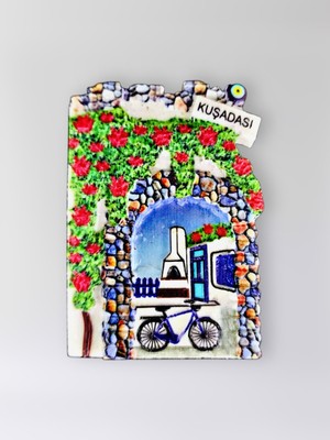 Mundy Kuşadası Polyester Kabartmalı Magnet 5,5 x 7 cm Dekoratif Hediyelik Buzdolabı Süsü (KOD:1565)