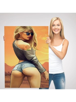 Trezon Sarışın Sexi Kadın Duvar TABLOSU-6306