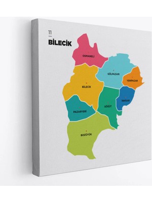 Trezon Bilecik Ili ve Ilçeler Haritası Dekoratif Kanvas Tablo 1291
