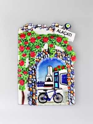 Mundy Alaçatı Polyester Kabartmalı Magnet 5,5 x 7 cm Dekoratif Hediyelik Buzdolabı Süsü (KOD:1569)