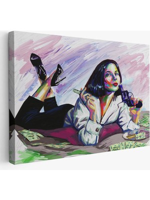 Trezon Silahlı Gangster Kız Pop Art Dekoratif Duvar TABLOSU-3530
