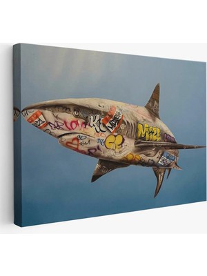 Trezon Graffiti Köpek Balığı Kanvas, Pop Art TABLO-5416