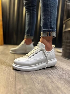 Zapatos KN914 Drake Bağcıklı Cilt Erkek Günlük Sneaker Ayakkabı Cbt Beyaz