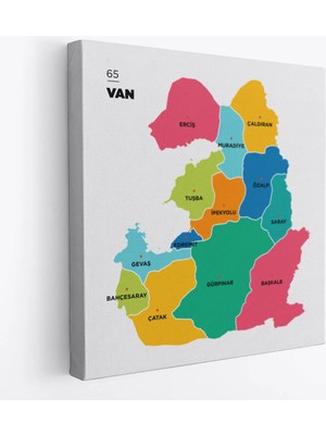 Trezon Van Ili ve Ilçeler Haritası Dekoratif Kanvas Tablo 1478