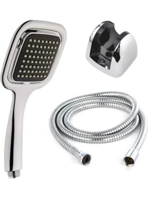 Renas Store Siyah Duş Seti El Duşu Başlığı Spiral Hortum Dayanıklı Banyo Duş Aksesuarı