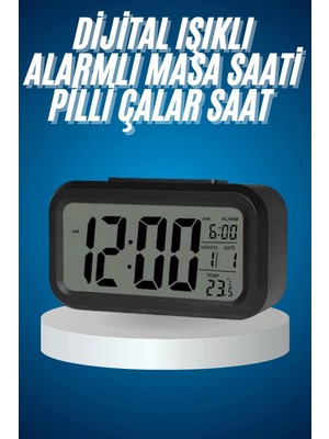 Uravas Store Işıklı Dereceli Masa Ofis Saati Alarmlı Termometre Takvim Çalar Saat