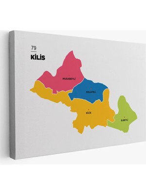 Trezon Kilis Ili ve Ilçeler Haritası Dekoratif Kanvas Tablo 1388