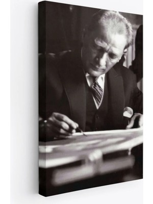 Trezon Atatürk Portre Tablosu Mustafa Kemal Atatürk Dikdörtgen Dekoratif Kanvas TABLO-FB-126