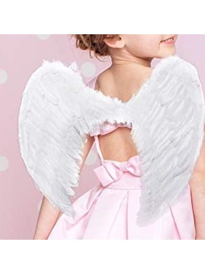 Uravas Store Beyaz Renkli Küçük Boy Bebek Melek Kanadı 30X45 cm
